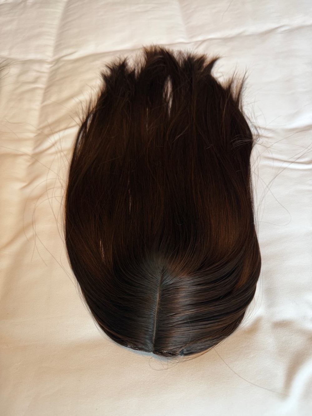 16” Dark Brown Women’s human Clip-In Hair Topper - Natural Shine